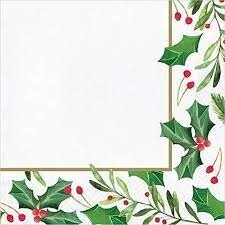 Napkins - LN - Christmas - Traditional Holly - 16PCS - 2 PLY