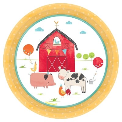 Barnyard Birthday Round Plate, 7&quot; Value Pack