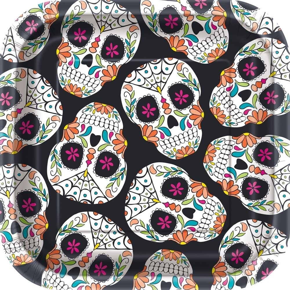Plates - Bev - Skull - The Day Of The Dead - 10PCS