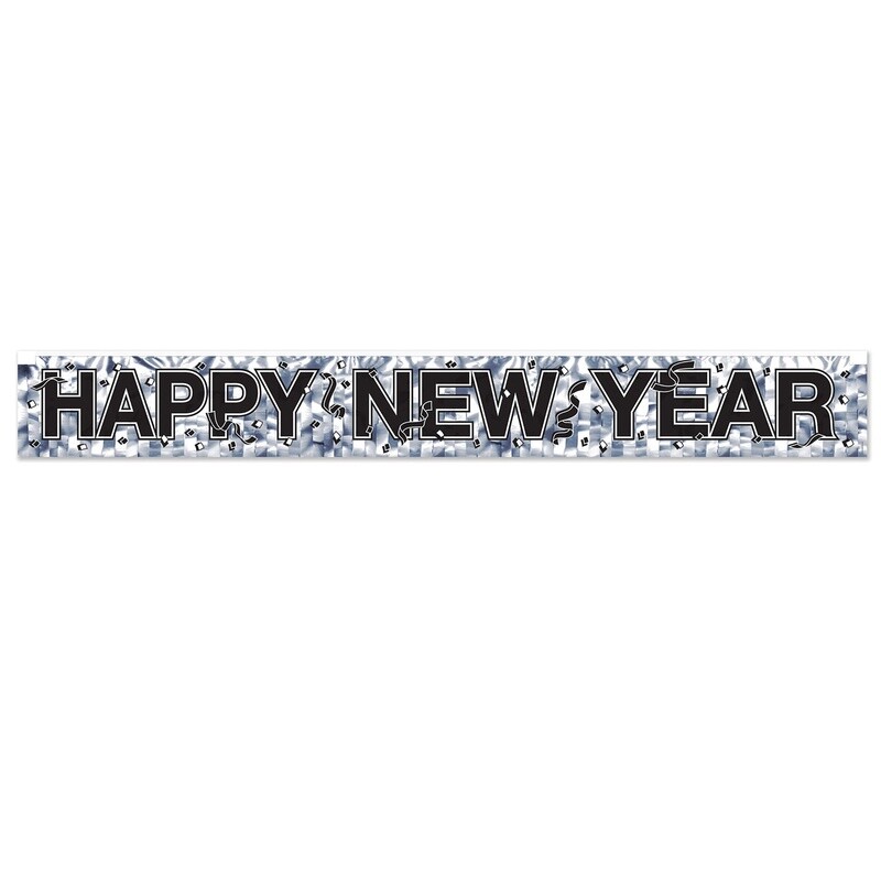 Banner - New Year - Metallic Silver - 5 FT