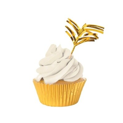 Cupcake Liners &amp; Picks - Gold - 24pkg