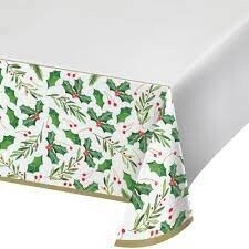 Table Cover - Christmas - Traditional Holly - Paper - Rectangle - 54&quot;X102&quot;