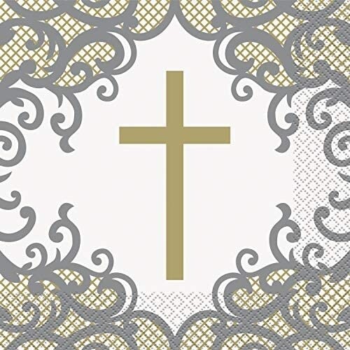 Napkins - Fancy Gold Cross - 16 PK - 2 PLY