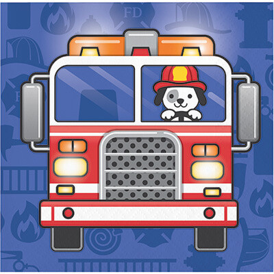 Napkins - BEV - Flaming Fire Truck - 16PK -  2PLY