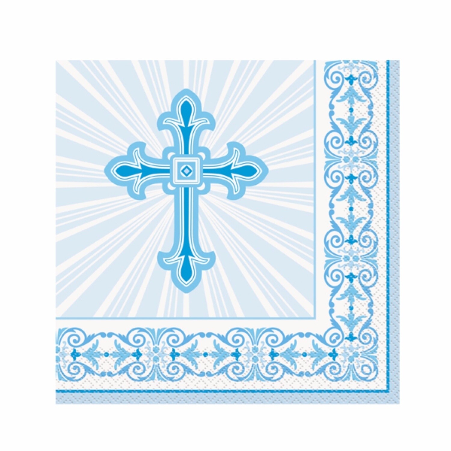 Napkins - Bev - Radiant Cross - Blue - 16pkg - 2ply
