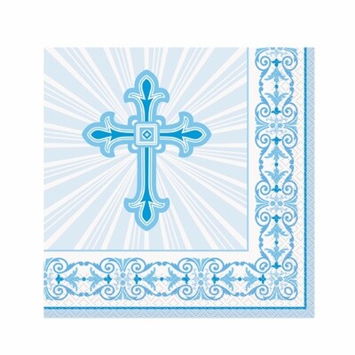 Napkins - Bev - Radiant Cross - Blue - 16pkg - 2ply