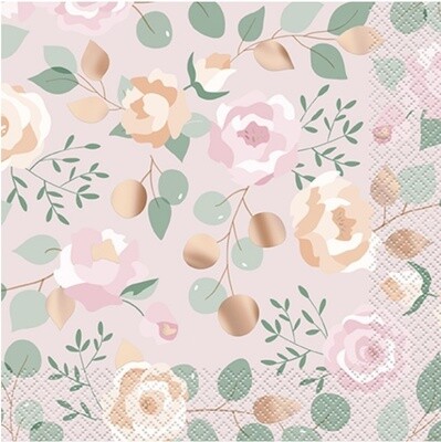 Pink Blooms - Napkins - LN - 16PK - 2PLY