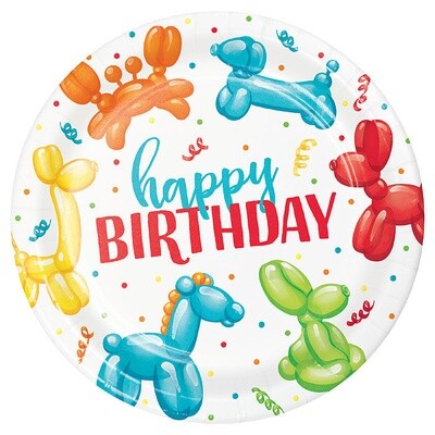 Plates - LN - Party Balloon Animals - 9&quot; - 8PK