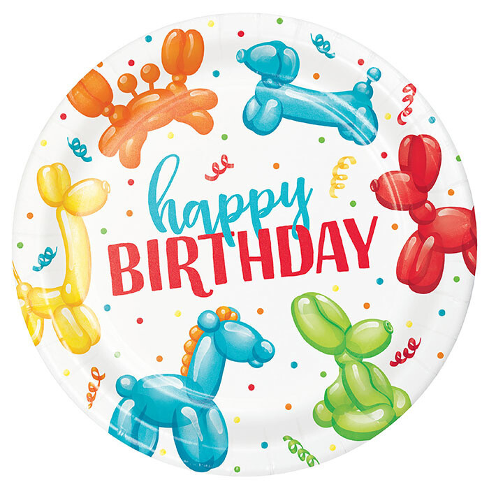 Plates - LN - Party Balloon Animals - 9&quot; - 8PK