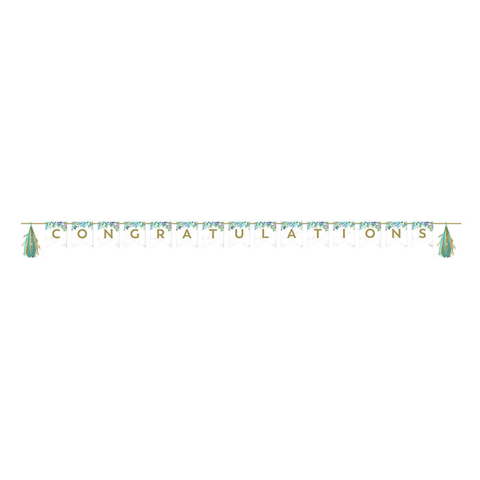 Banner - Congratulations - Geometric Succulents - 8.45ftX8&quot;