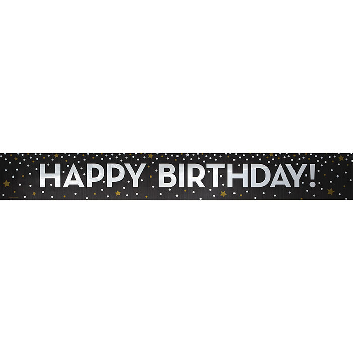 Foil Banner - Gold Silver HBD - 1pc