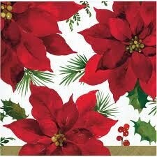 Napkins - BEV -  Christmas - Posh Poinsettia - 16PK - 2 PLY