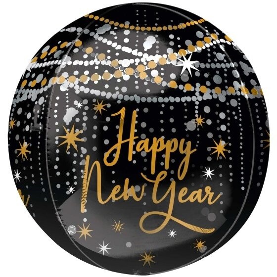 Foil Balloon - New Year - Midnight Hours - Orbz - 15&quot;