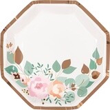 Pink Blooms - Plates - DN - Foil - 9.25&quot; - 8PCS