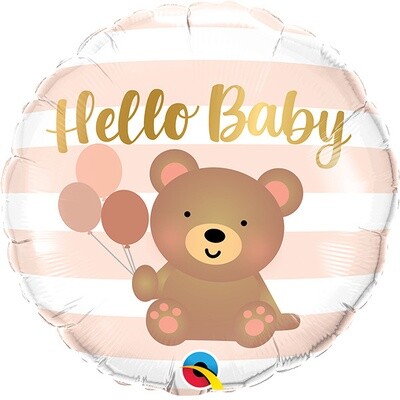 HELLO BABY BEAR &amp; BALLOONS 18&quot; RND