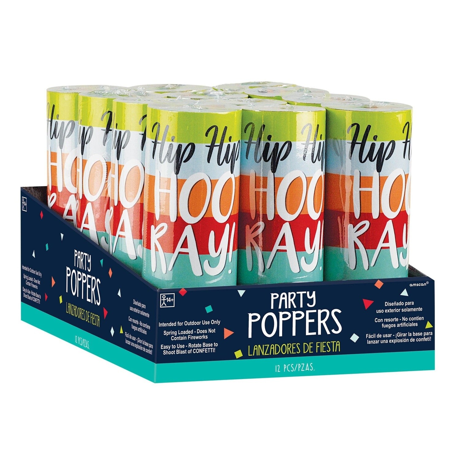 Confetti Poppers A Reason To Celebrate - Hip Hip Hooray! - 12PCS