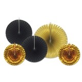 Decorative Fans - Assorted Paper &amp; Foil - 5 PCS