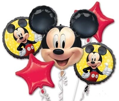 Foil Balloon Bouquet - Mickey Mouse Birthday - 5 Balloons - 2.25ft