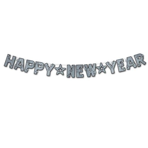 Banner - New Year - Silver Glitter - 8 FT