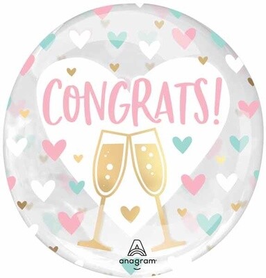CONGRATS HEARTS 18&quot; CLEARZ