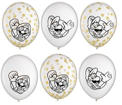 Latex Confetti Balloons - Super Mario - 6PCS