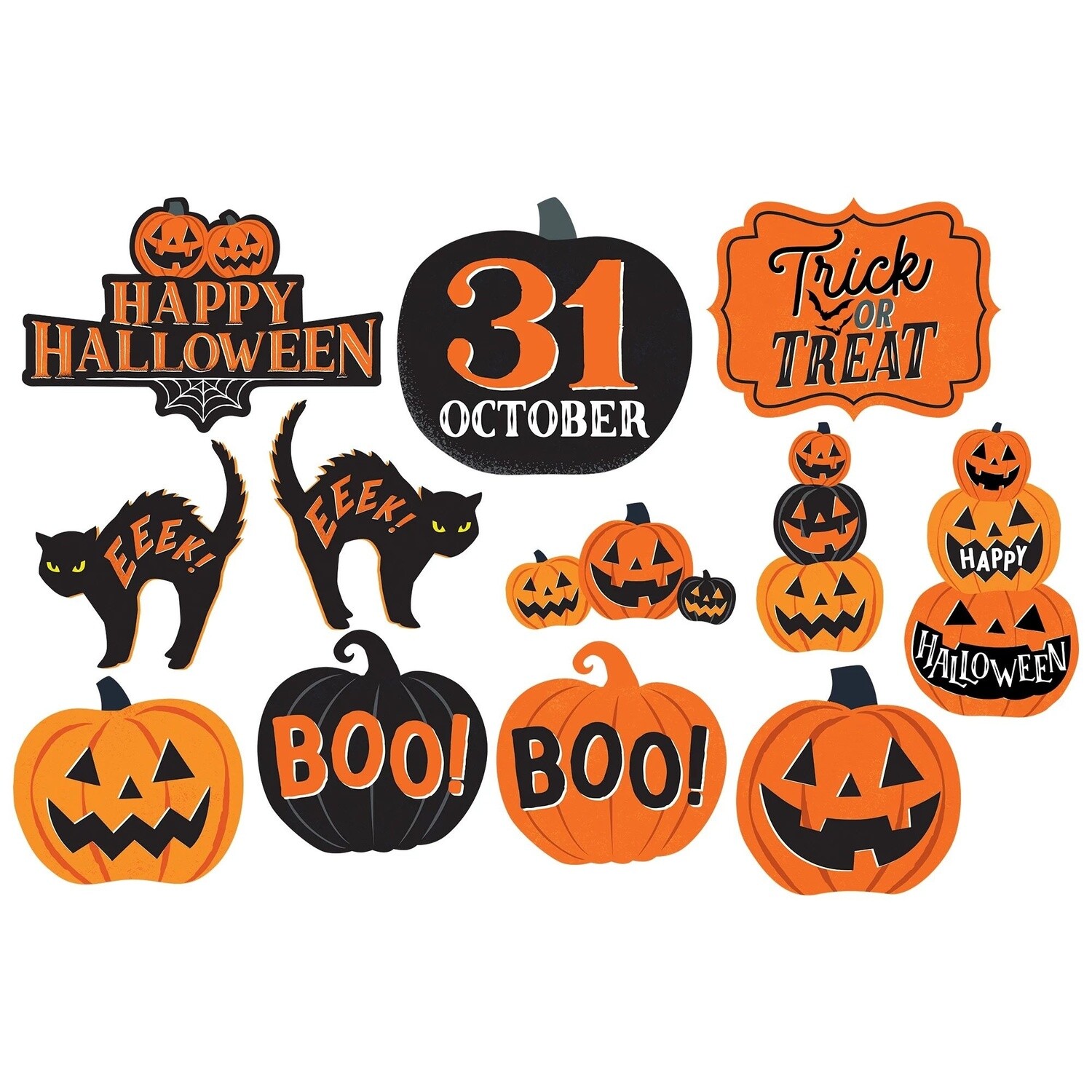Cutouts - Orange &amp; Black Halloween - 12pkg