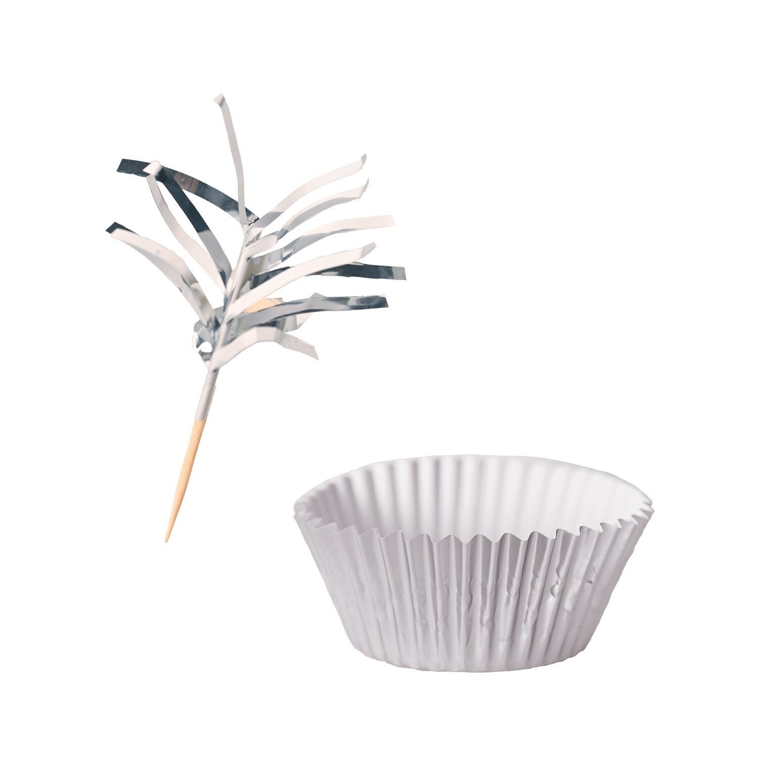 Cupcake Liners &amp; Picks - Silver - 24pkg