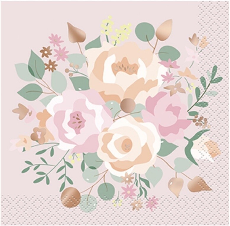 Pink Blooms - Napkins - Bev - 16PK - 2 PLY
