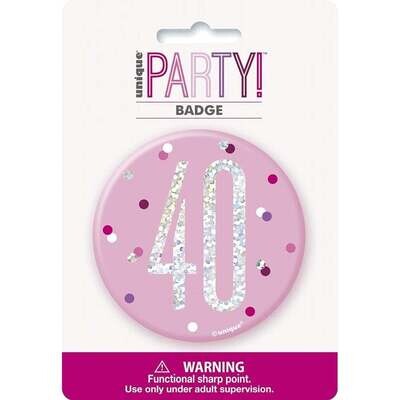 Button - &quot;40&quot; - Pink