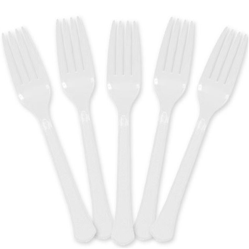 Premium Plastic Forks, Color: Frosty White, Size: 20pc