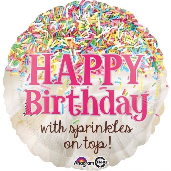 Foil Balloon- Happy Birthday with sprinkles on top!