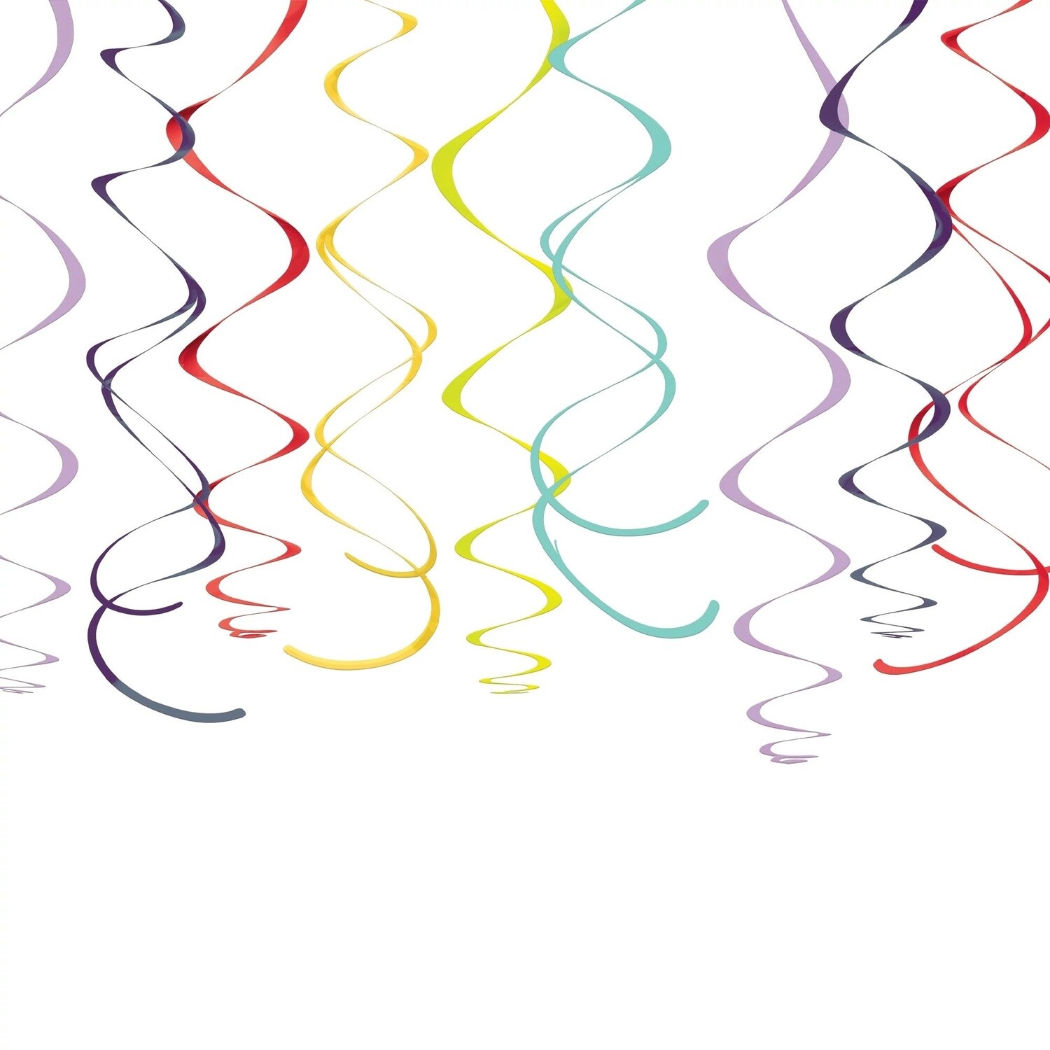 Rainbow Plastic Swirl Decorations - 12PCS