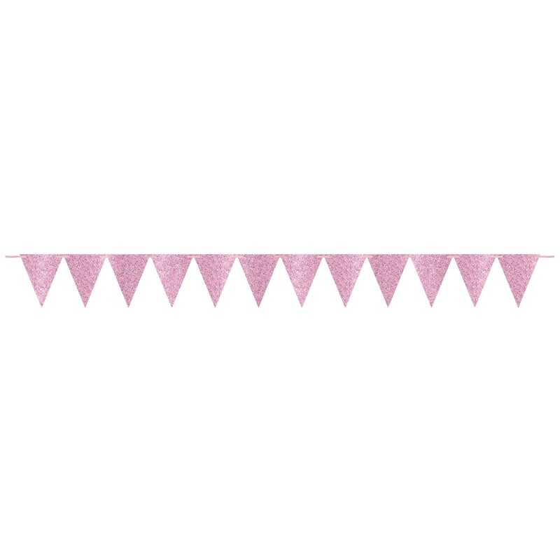 Large Paper Pennant Banner - Sparkle Light Pink