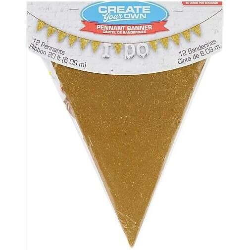 Banner Pennant - I DO- Sparkle Gold- 20ft