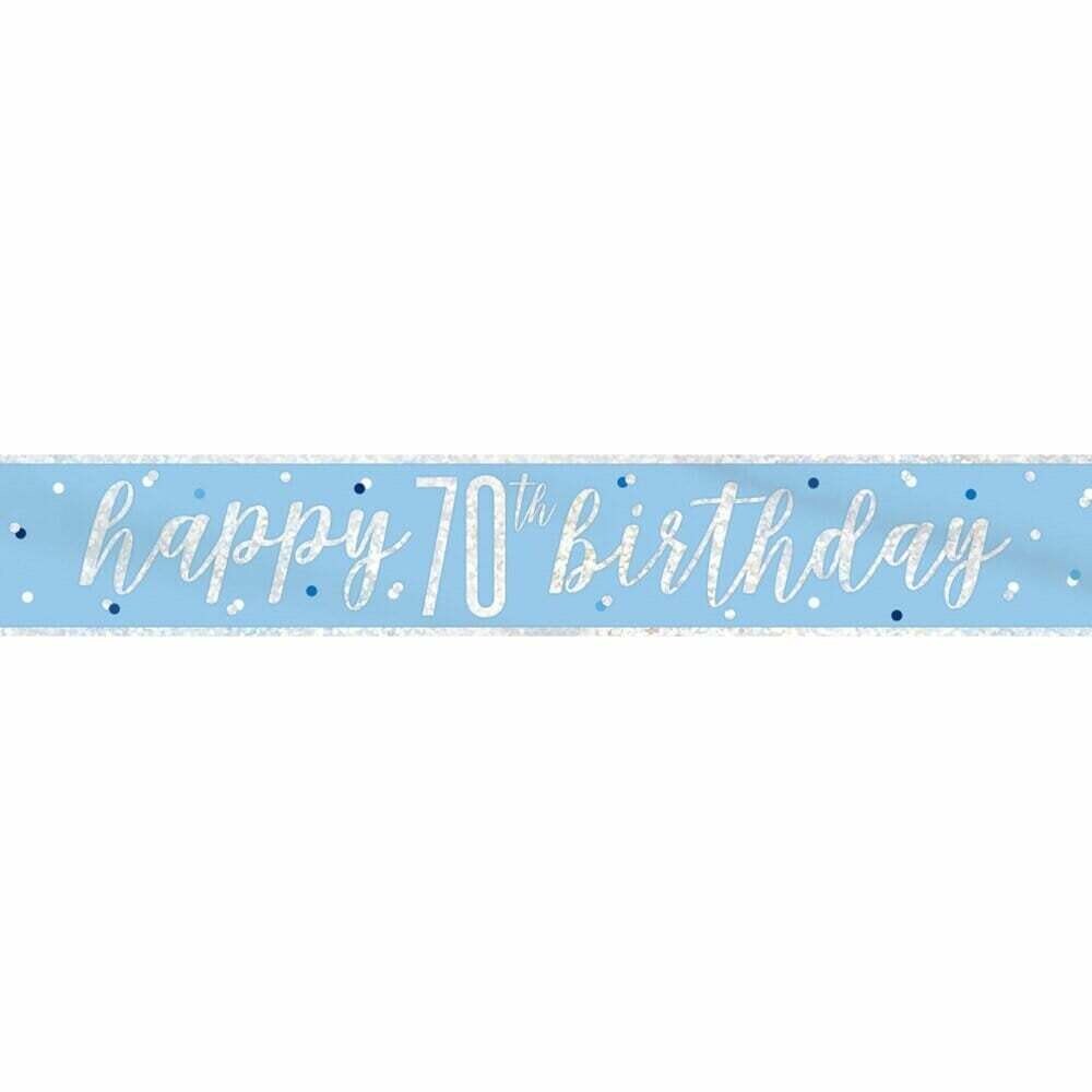 Happy 70th Birthday Banner – Blue