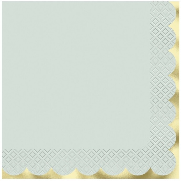 Napkins - LN - Gold &amp; Light Blue - 16PCS - 2PLY