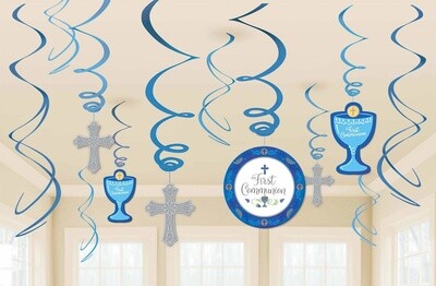 Swirl Decorations- First Communion- Blue-12pcs