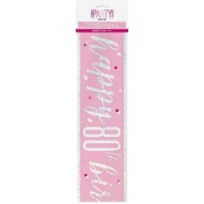 Happy 80th Birthday Banner – Pink