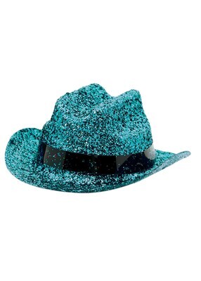 Turquoise Mini Glitter Cowboy Hat