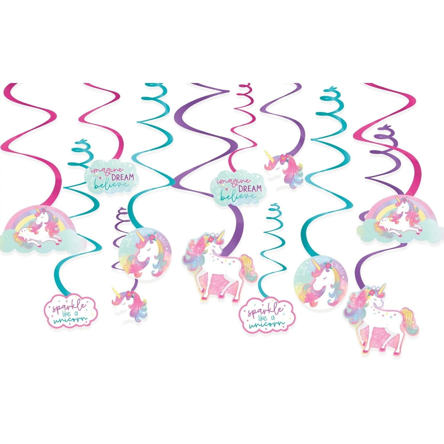 Swirls Decorations - Unicorn - 12 PCS