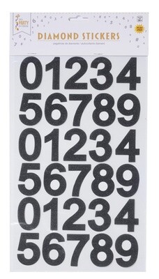 Diamond Stickers-Black Numbers-Glitter