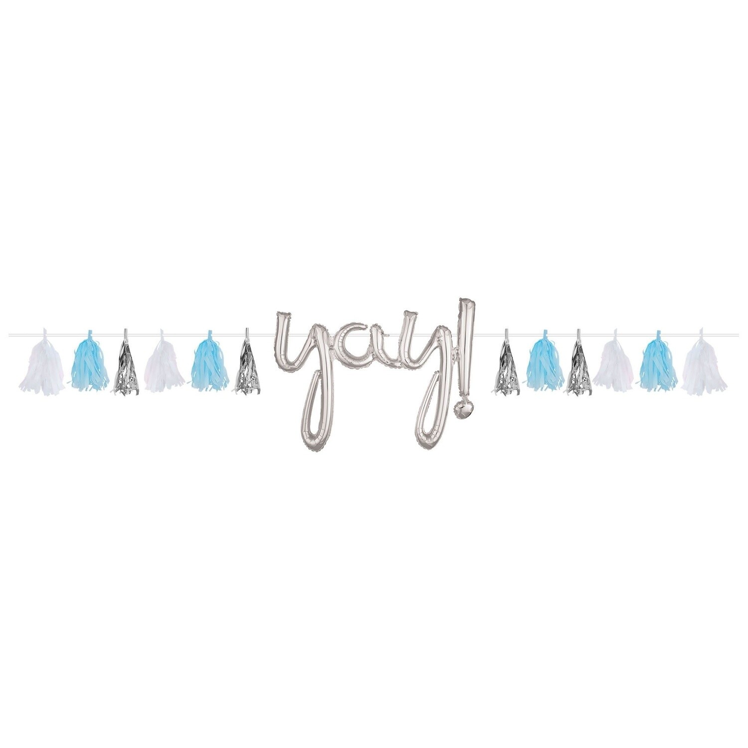 Tassel Tissue Banner - Light Blue/White/Silver