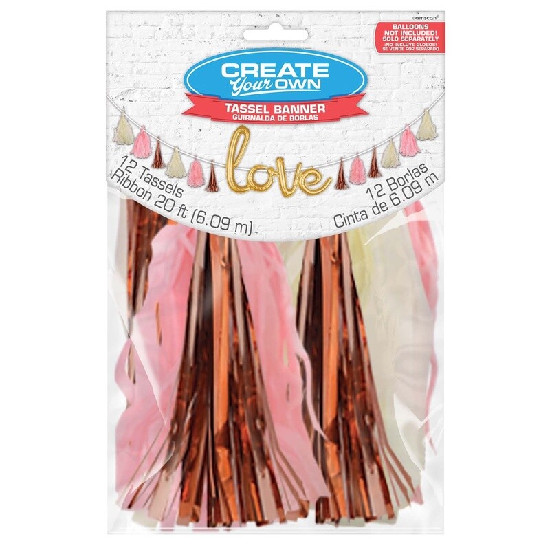 Tassel Tissue Banner - Light Pink/Ivory/Rose Gold