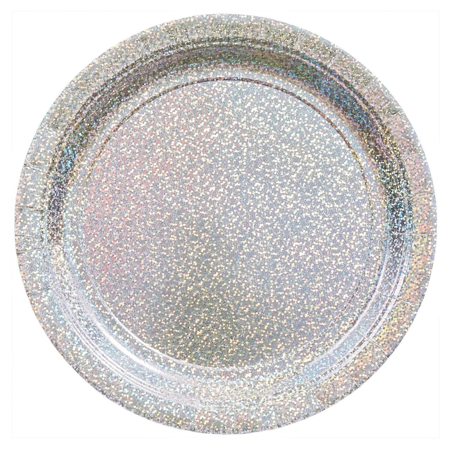 Luncheon Paper Plates-Prismatic Silver-8pcs-9&quot;