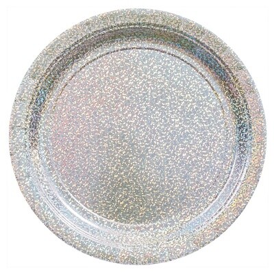 Luncheon Paper Plates-Prismatic Silver-8pcs-9&quot;