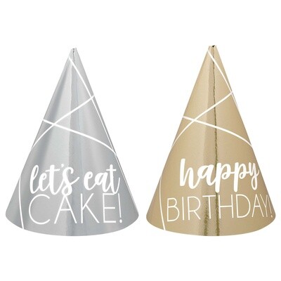 Hats - HBDAY - Gold/Silver - Mini - 12PCS