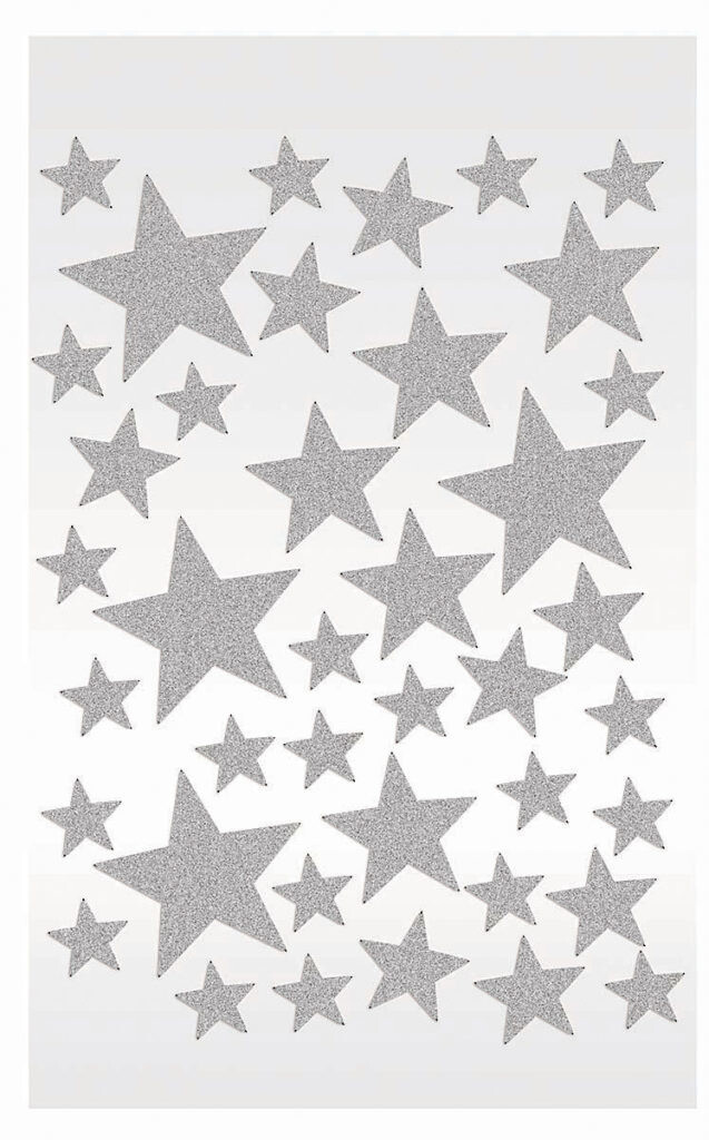 Diamond Stickers-Silver Stars-Glitter