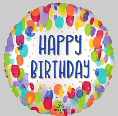 Foil Balloon - Happy Birthday Dots - 18&#39;&#39;