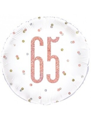 Foil Balloon-Standard-65th Birthday-Glitz Rose Gold-18&quot;