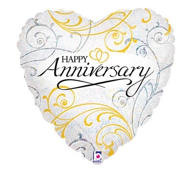 Foil Balloon - Happy Anniversary Heart - 18&quot;